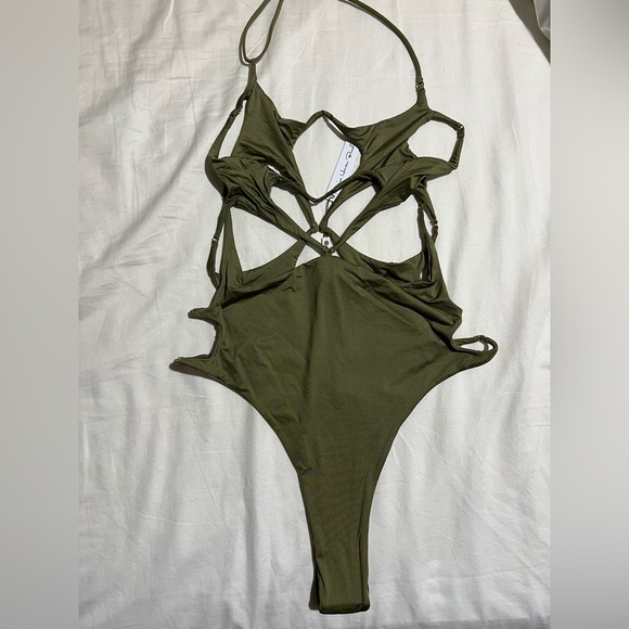 Monica Hansen Beachwear - Starlight Cut Out One Piece Swimsuit IN SAFARI GREEN - Picture 5 of 7